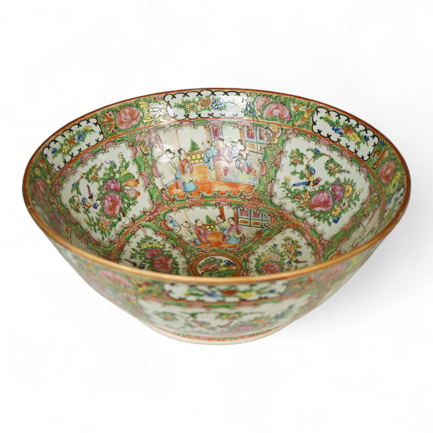 A 19th century Chinese famille rose punch bowl, 33.5cm